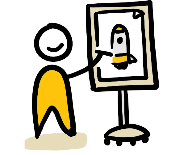 WeSpark sketch of a person drawing a diagram, visual learning