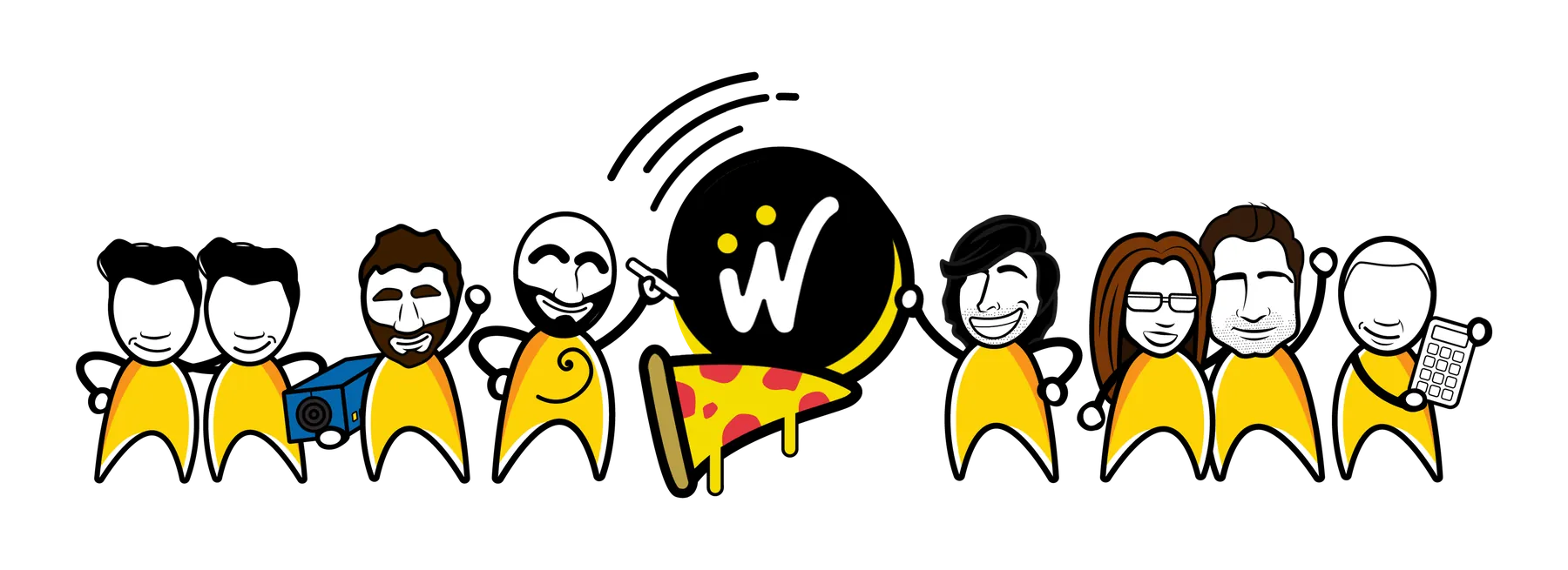 Cartoon of the WeSpark team that designed Bitcoin Diploma 2.0